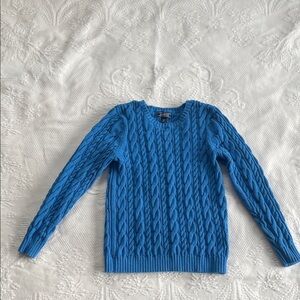 Lands' End Women's Bright Blue Cable Knit Crewneck Sweater size L/Tall
